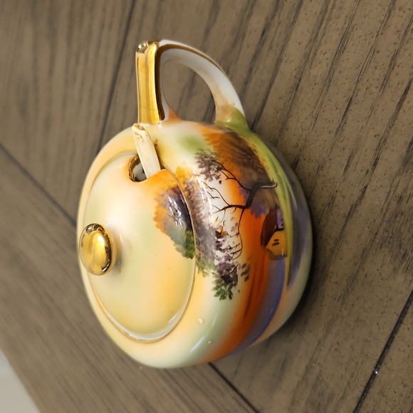 Noritake Multicolor Mustard Pot with Gold Accents VINTAGE - Picture 15 of 15